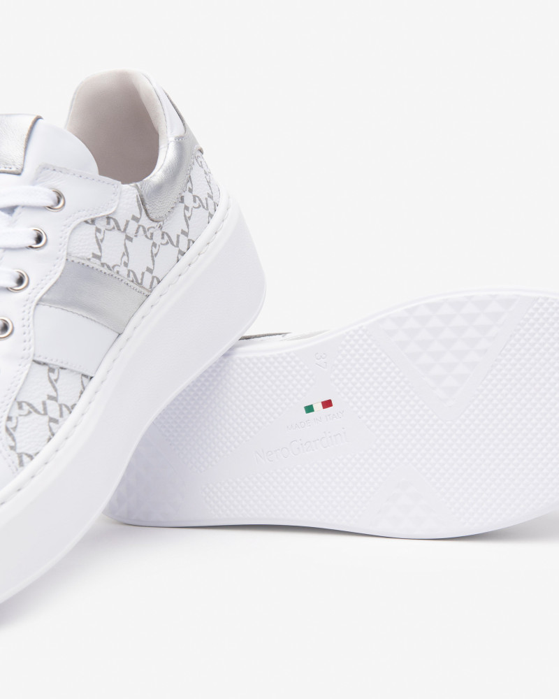 Nero Giardini sneakers donna in pelle logata bianco E513080D707