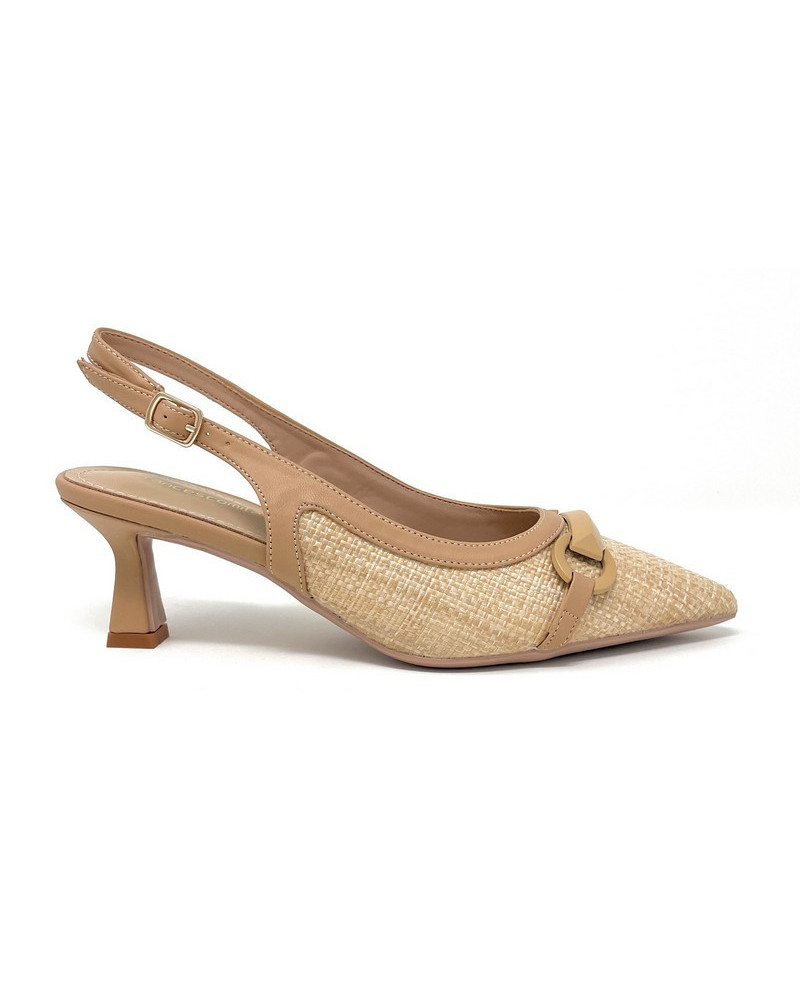 Francesco Milano slingback donna beige Praga con accessorio E06 06K