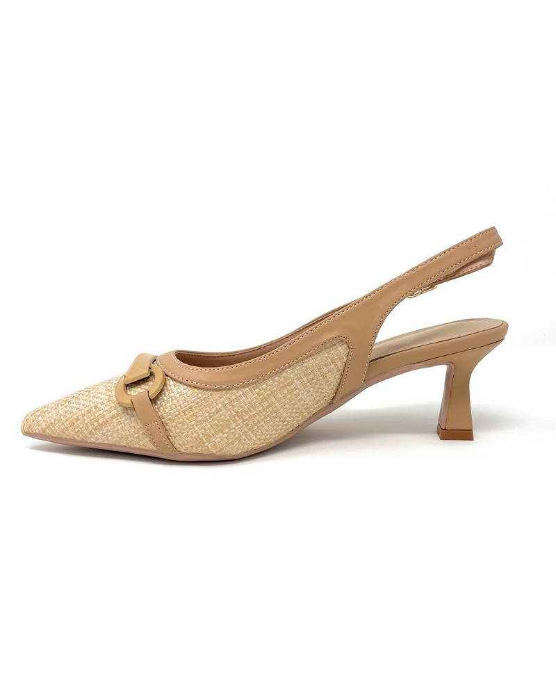 Francesco Milano slingback donna beige Praga con accessorio E06 06K