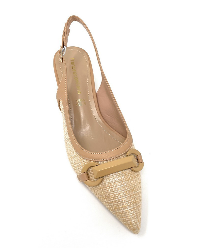 Francesco Milano slingback donna beige Praga con accessorio E06 06K