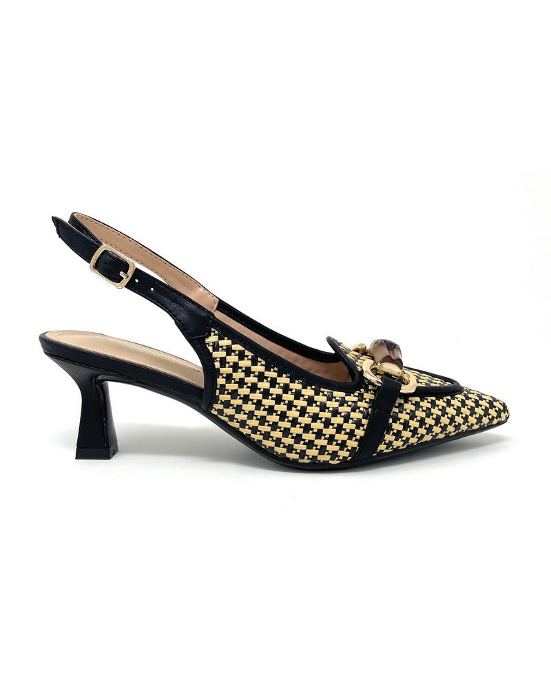 Francesco Milano slingback donna nero-beige Praga E06 07K