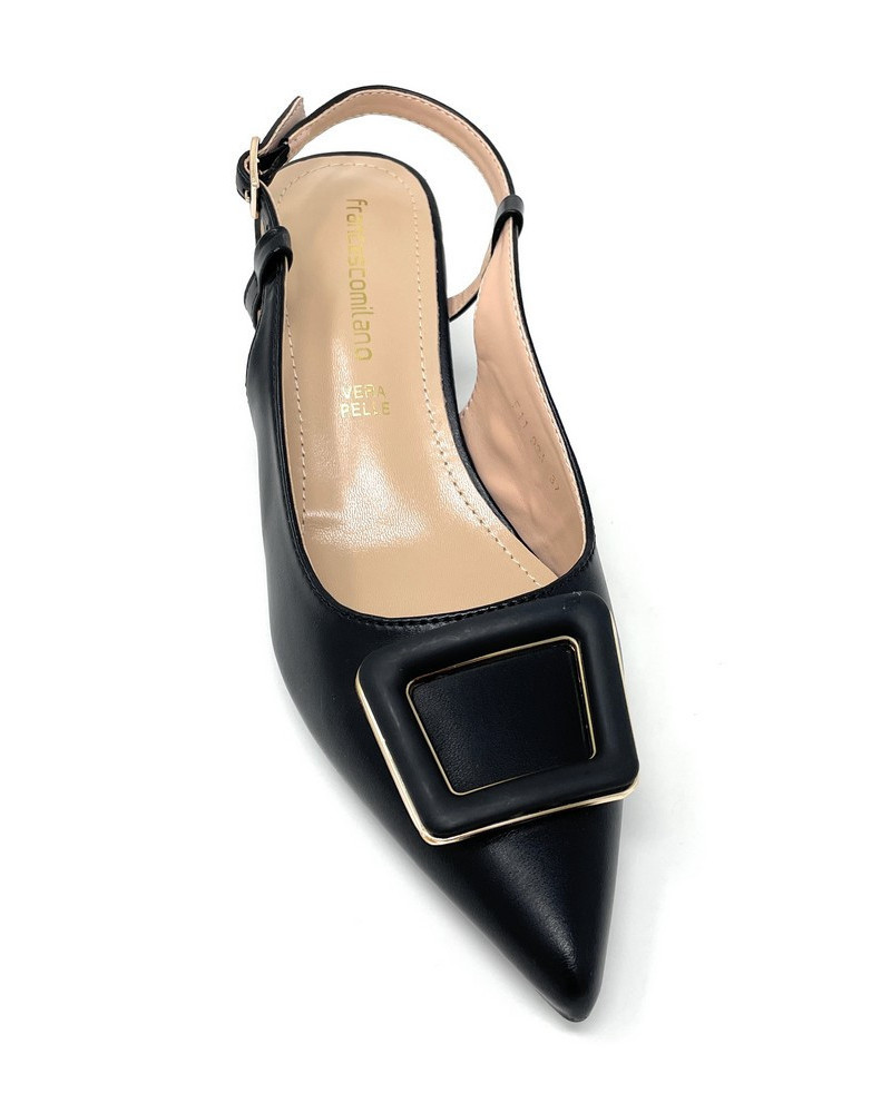 Francesco Milano slingback donna Milano nero con accessorio F11 03A