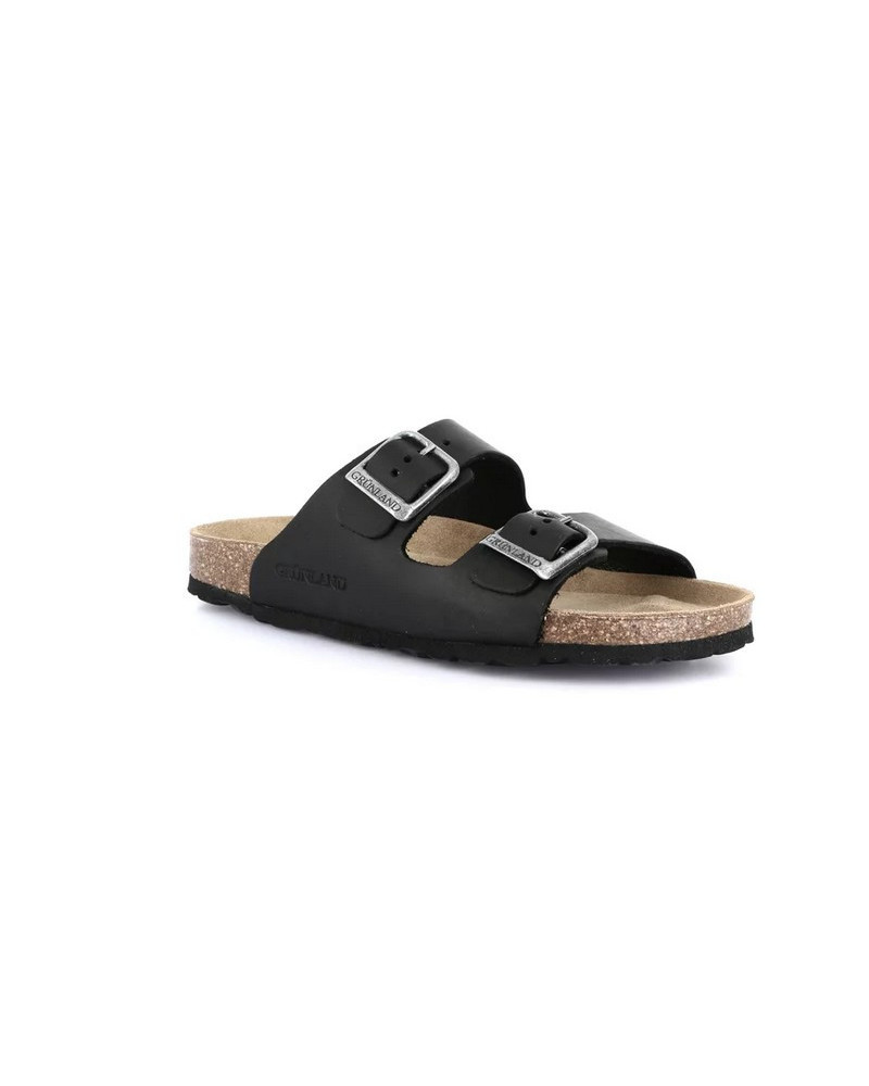 Grunland ciabatta donna due fasce nero CB3030