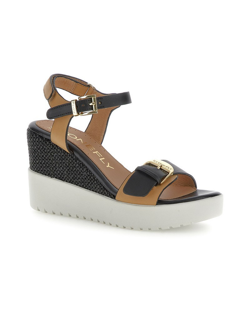 Stonefly sandali donna Ely 21 in pelle nero cuoio 222301 BXU