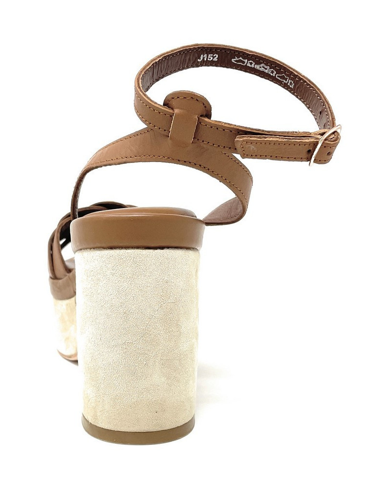 Janet & Janet sandali donna platform in suede cuoio J 152