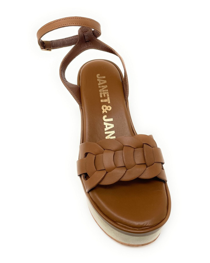 Janet & Janet sandali donna platform in suede cuoio J 152