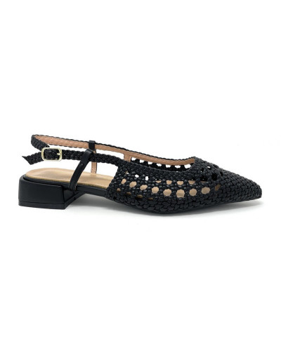 Francesco Milano slingback donna in rafia nero E08 04P