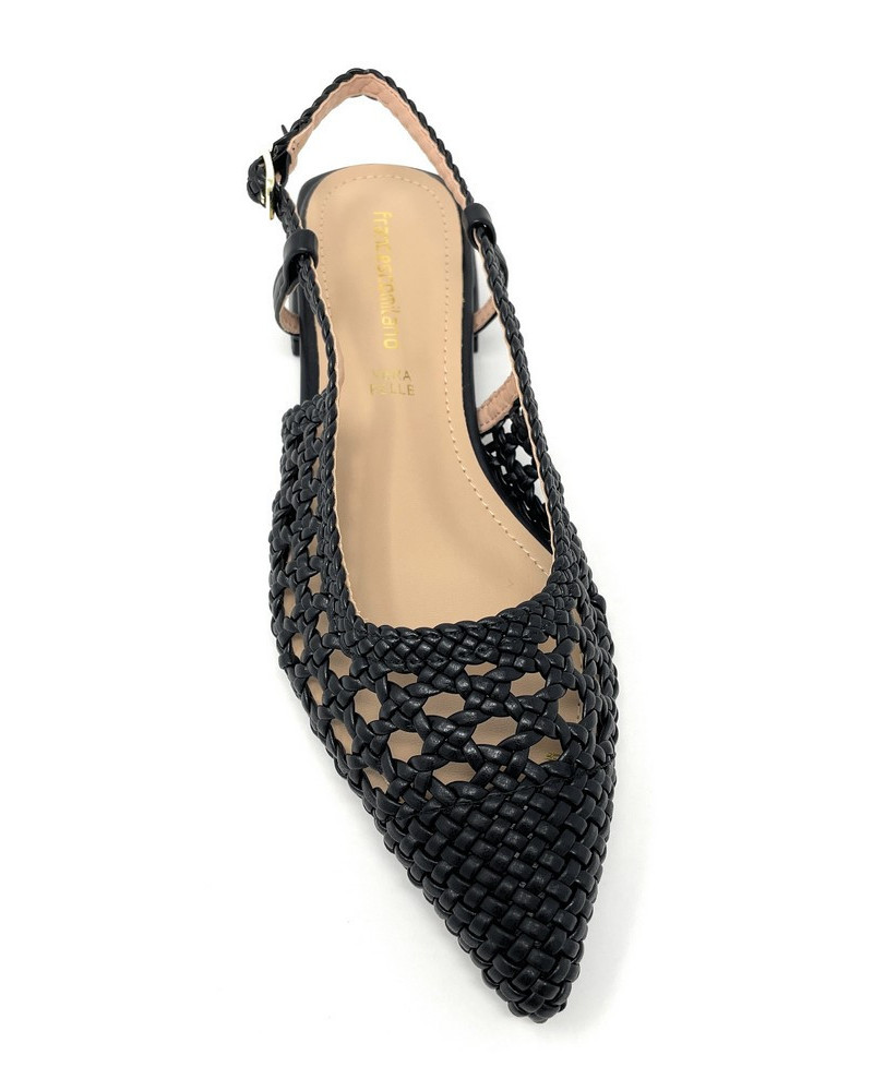 Francesco Milano slingback donna in rafia nero E08 04P