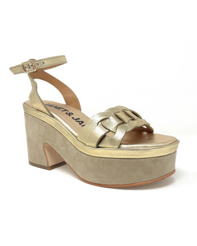 Janet & Janet sandali donna platform in suede gold J 152