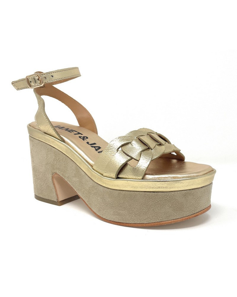 Janet & Janet sandali donna platform in suede gold J 152