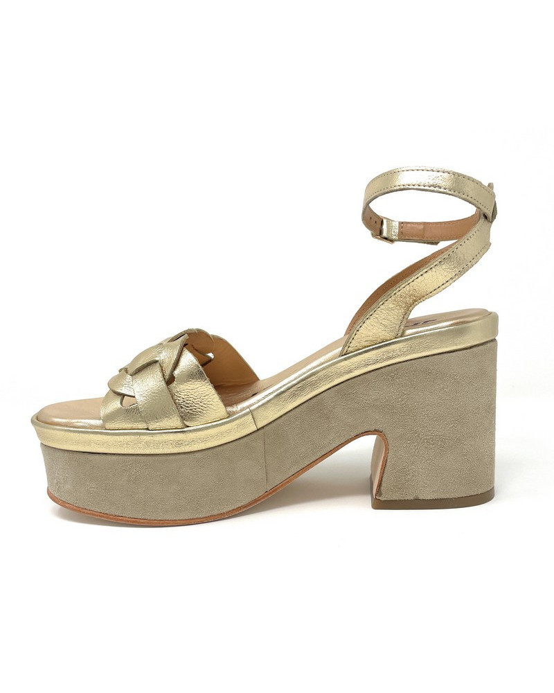 Janet & Janet sandali donna platform in suede gold J 152