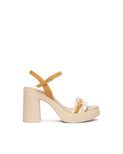 Nero Giardini sandali donna beige-senape con plateau