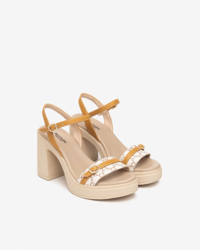 Nero Giardini sandali donna beige-senape con plateau