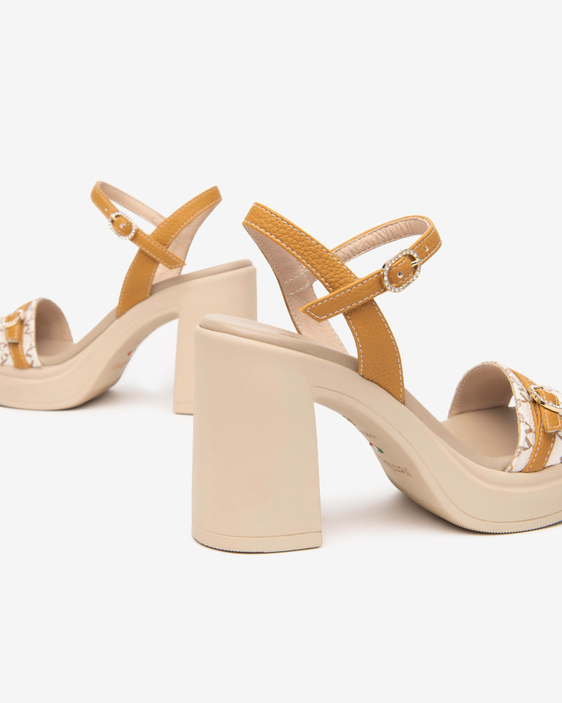 Nero Giardini sandali donna beige-senape con plateau