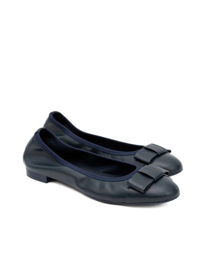 Frau ballerina in nappa navy con fiocco in tinta 70P3