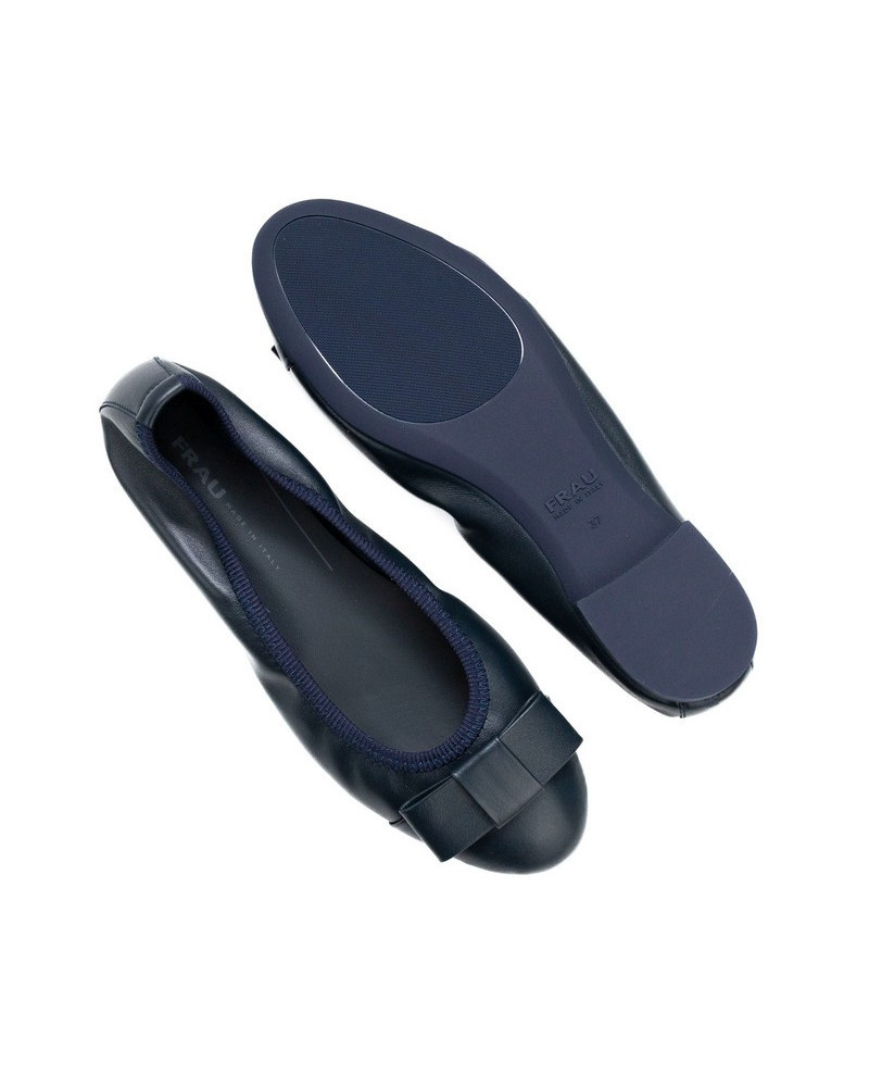 Frau ballerina in nappa navy con fiocco in tinta 70P3