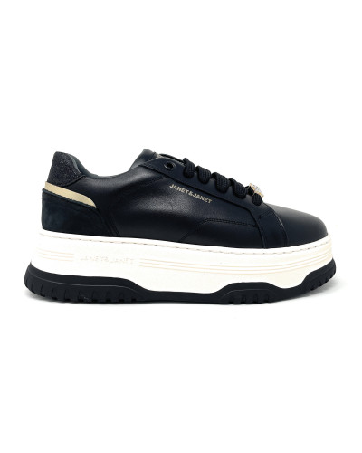 Janet & Janet sneakers donna in pelle black J-422