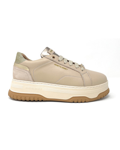 Janet & Janet sneakers donna in pelle beige J-422