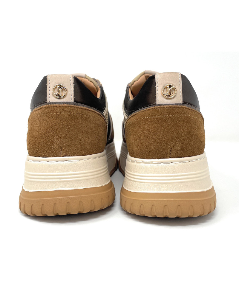 Janet & Janet sneakers donna in camoscio e pelle cuoio J-421