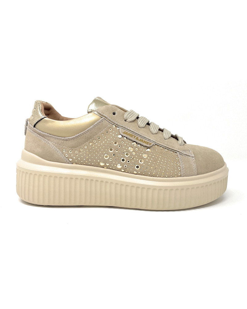 Janet & Janet sneakers donna in camoscio frost gold J-401