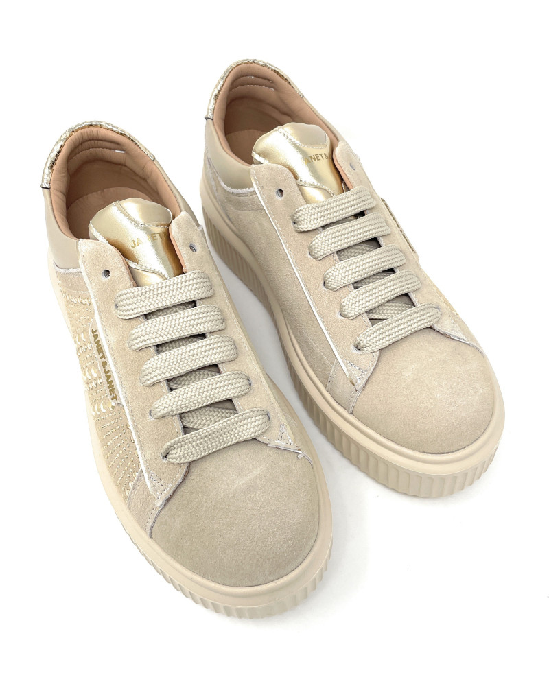 Janet & Janet sneakers donna in camoscio frost gold J-401
