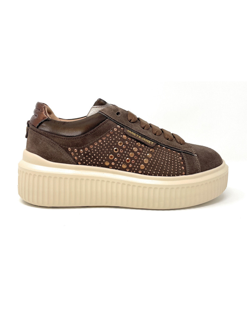 Janet & Janet sneakers donna in camoscio brown J-401