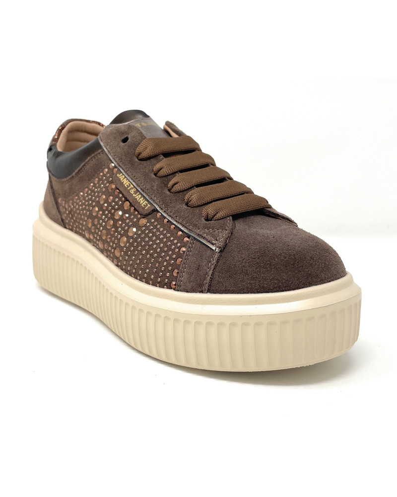 Janet & Janet sneakers donna in camoscio brown J-401