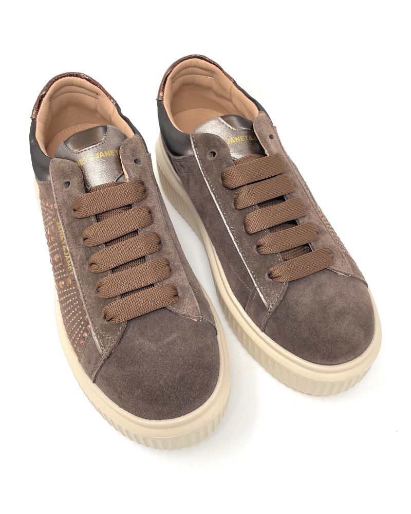 Janet & Janet sneakers donna in camoscio brown J-401