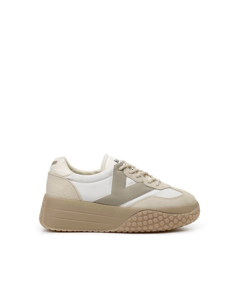 Kehnoo sneakers donna in camoscio e nylon white-tortora KW9768