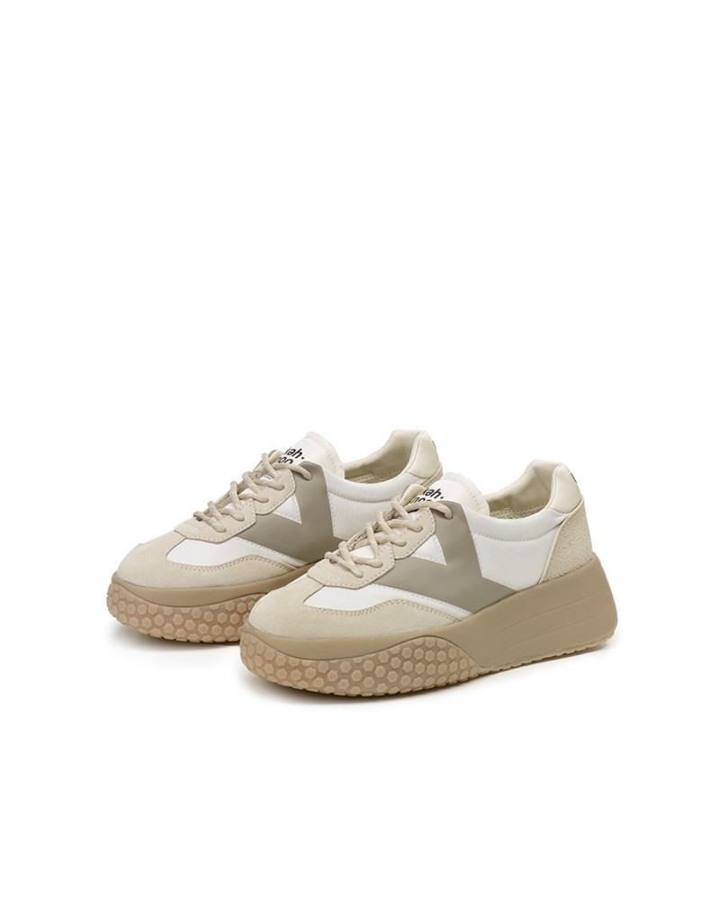 Kehnoo sneakers donna in camoscio e nylon white-tortora KW9768