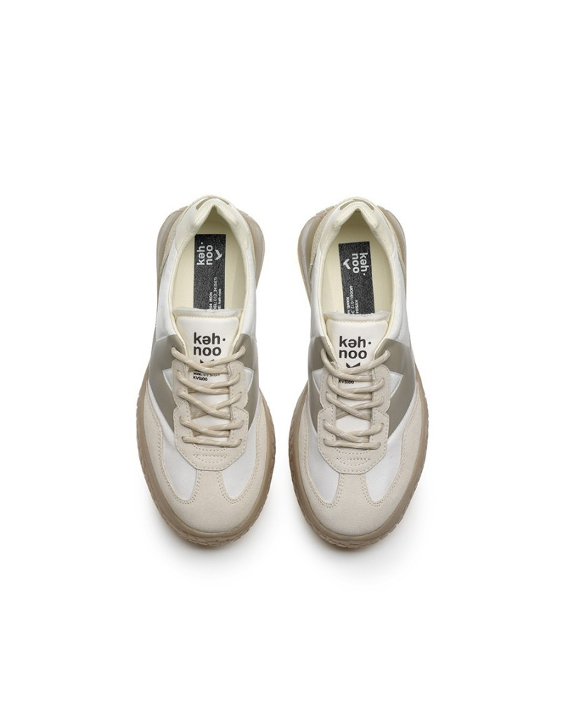 Kehnoo sneakers donna in camoscio e nylon white-tortora KW9768