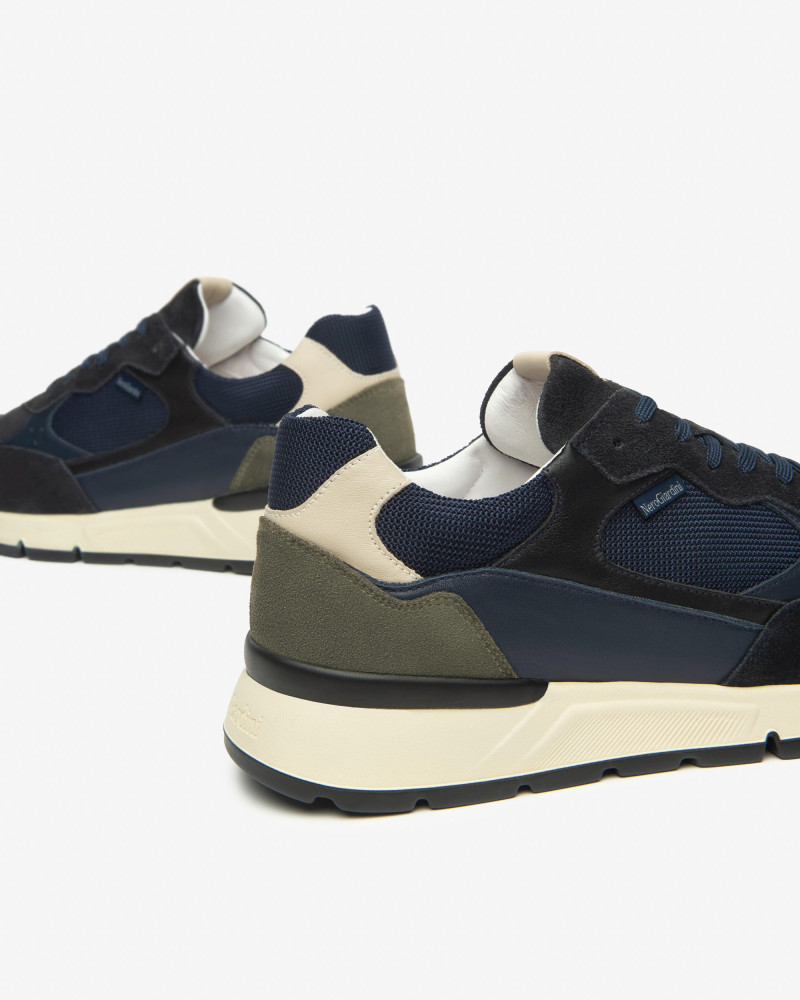 Nero Giardini sneakers uomo in camoscio e tessuto blu I500871U200