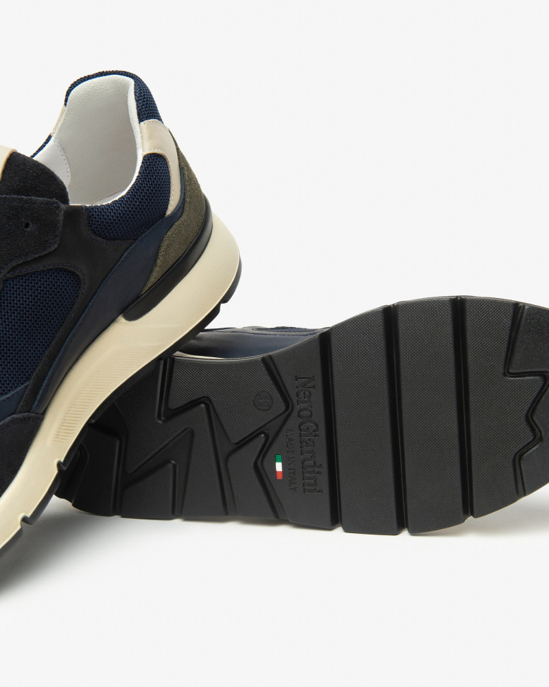 Nero Giardini sneakers uomo in camoscio e tessuto blu I500871U200