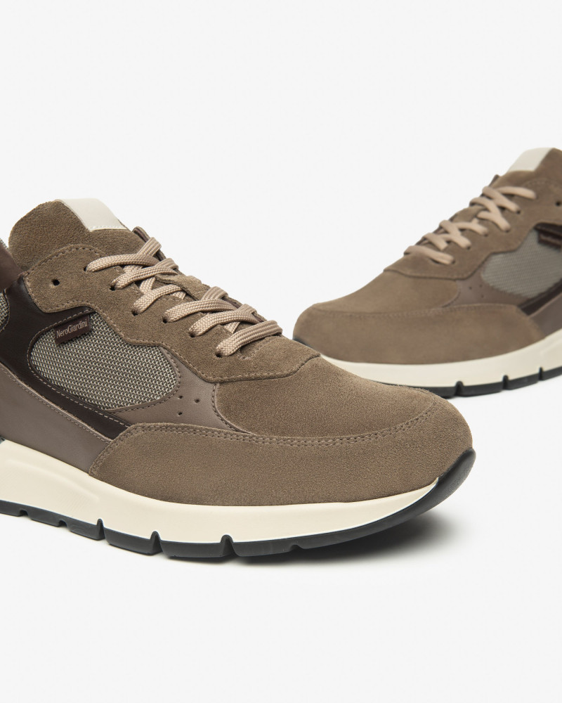 Nero Giardini sneakers uomo in camoscio e tessuto taupe I500871U311