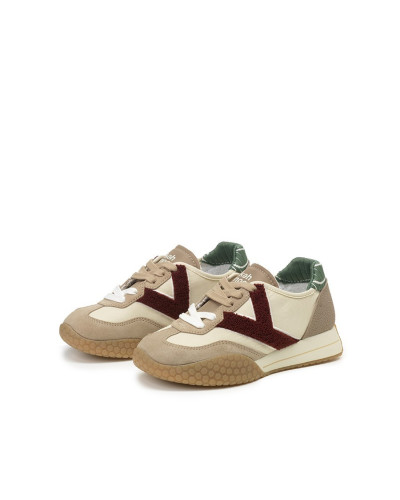 Kehnoo sneakers donna in camoscio e nylon nut bordeaux KW9770