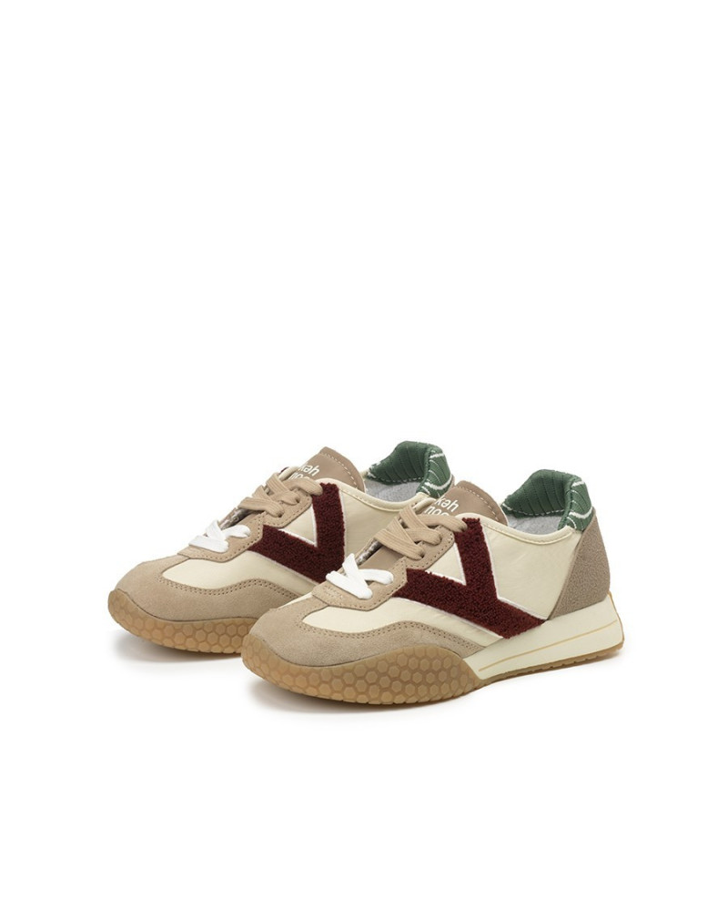 Kehnoo sneakers donna in camoscio e nylon nut bordeaux KW9770