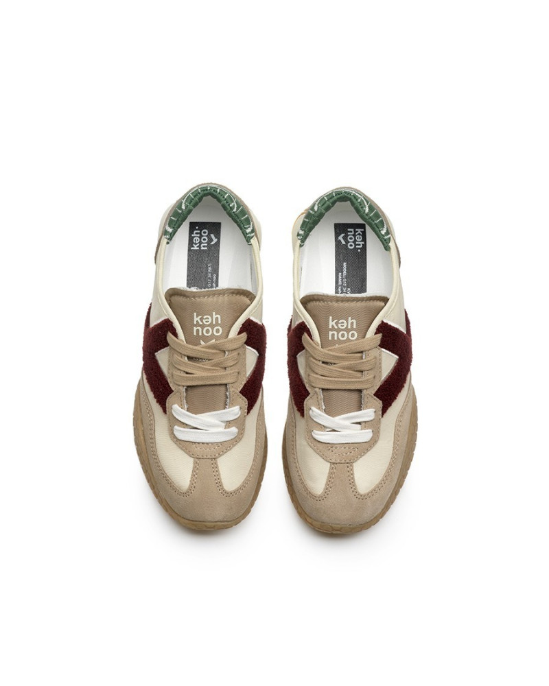 Kehnoo sneakers donna in camoscio e nylon nut bordeaux KW9770