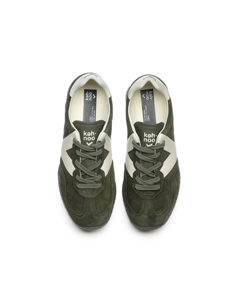 Kehnoo sneakers uomo in camoscio lichen ice KM9774