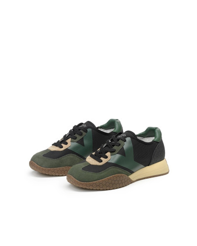 Kehnoo sneakers uomo in camoscio tessuto black military KM9718