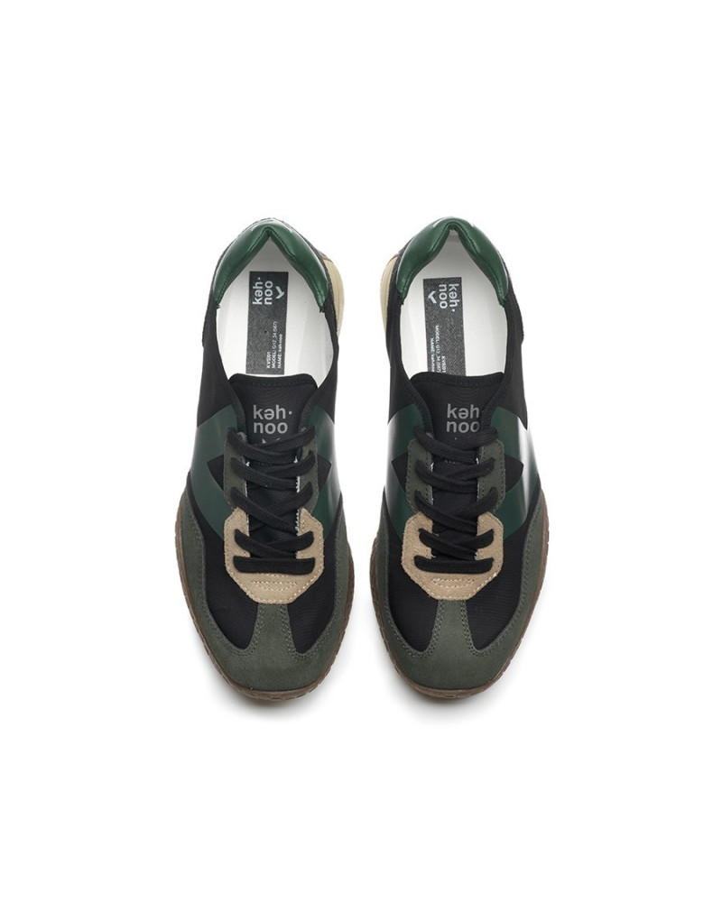 Kehnoo sneakers uomo in camoscio tessuto black military KM9718