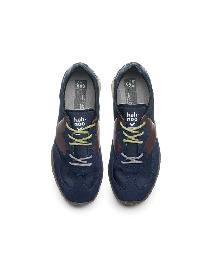 Kehnoo sneakers uomo in camoscio e tessuto navy bordeaux KM9775