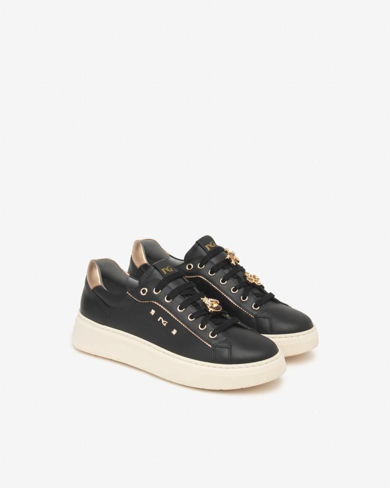 Nero Giardini sneakers donna in pelle nero con accessorio I514170D100