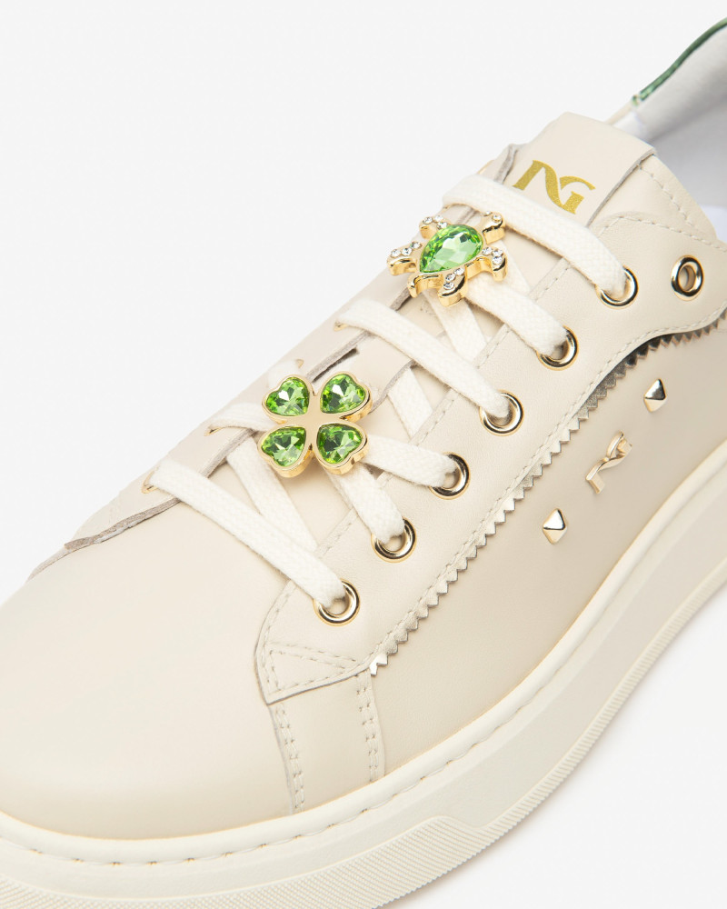 Nero Giardini sneakers donna in pelle milk con accessorio I514171D710