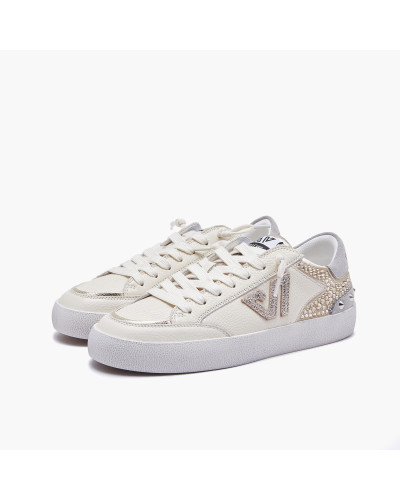 Emanuelle Vee sneakers donna Olivia in pelle ivory gold 500 23