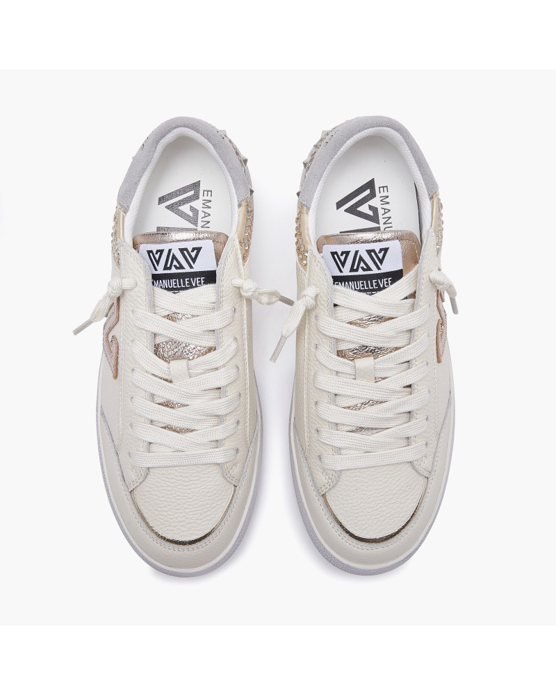 Emanuelle Vee sneakers donna Olivia in pelle ivory gold 500 23