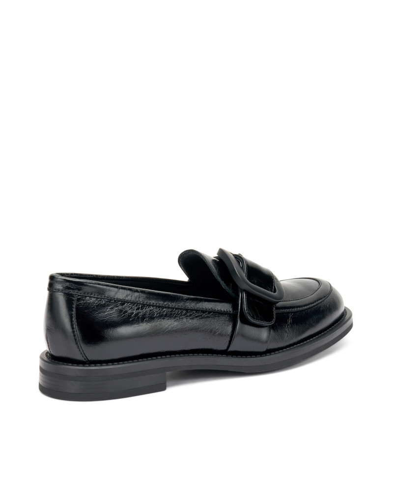 Frau mocassini donna in pelle lucida nero 90Q5