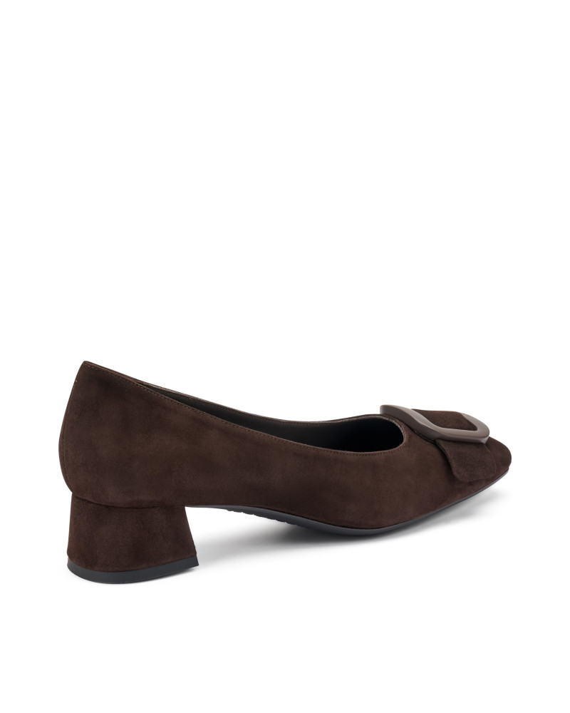 Frau décolleté in suede marrone con fibbia 92A3