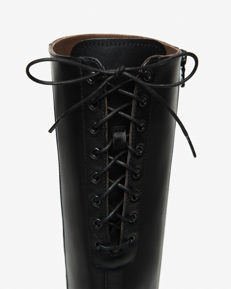 Nero Giardini stivali donna con lacci in pelle nero I514640D100