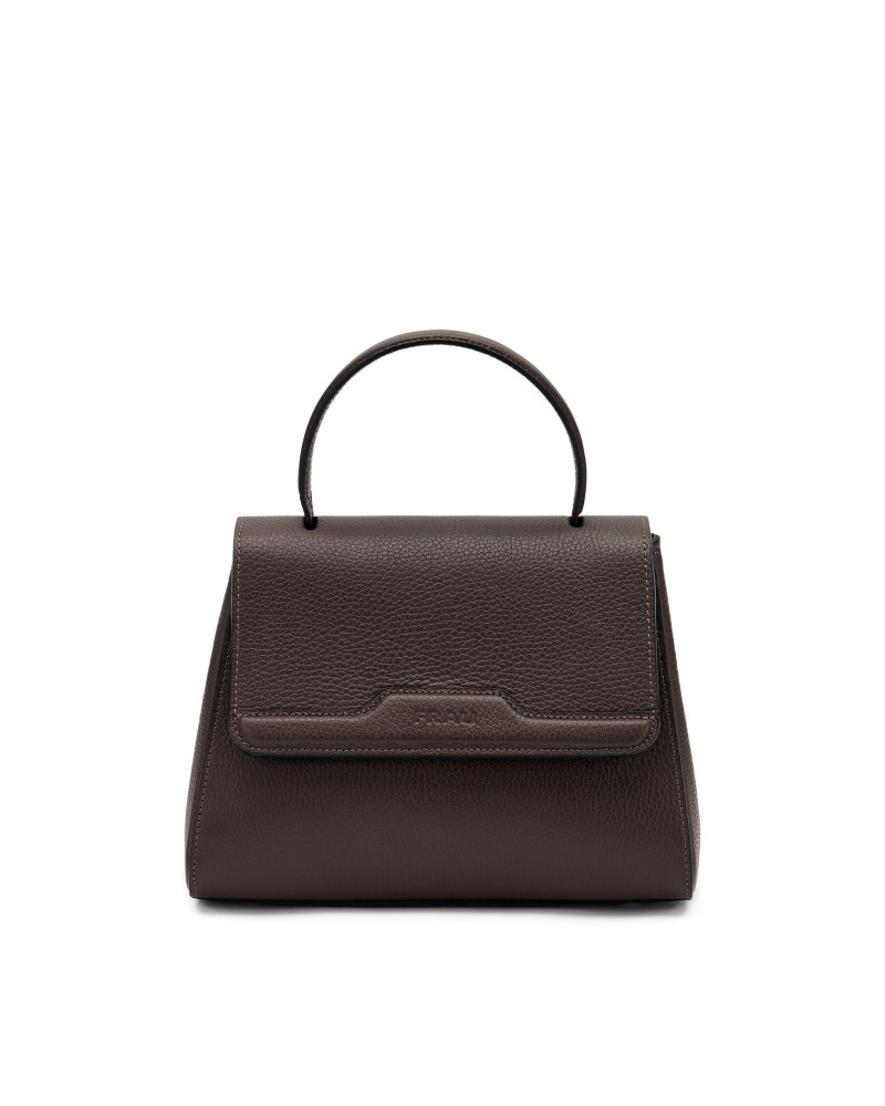Frau Handbag rigida con maniglia in pelle chocolat B819