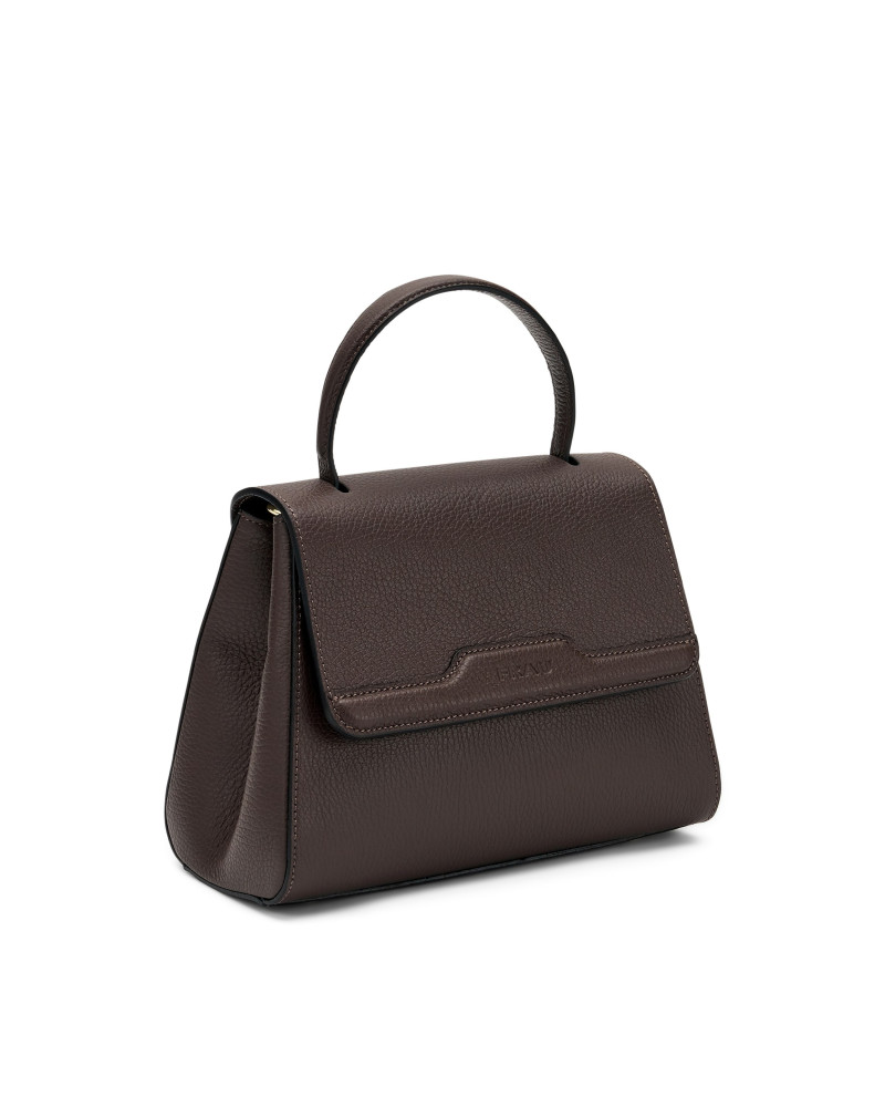 Frau Handbag rigida con maniglia in pelle chocolat B819